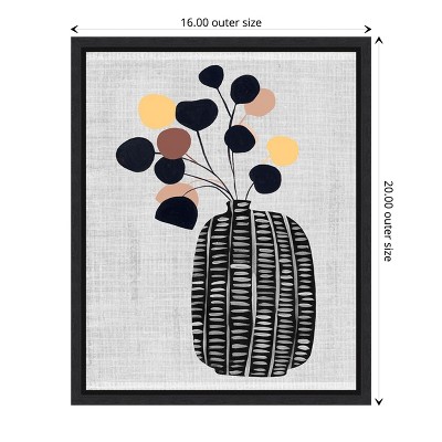 Modern Black and Beige Framed Canvas Wall Art Print, 16 x 20 Inches
