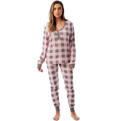 #followme Buffalo Plaid 2 Piece Thermal Pajama Set for Women -Jogger Winter Christmas PJs