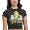 Shrek Character Logo Women's Black MIneral Wash Crew Neck Short Sleeve Cropped Baby Tee - 4 of 4