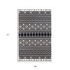 Gray White And Black Wool Geometric Flatweave Handmade Area Rug With Fringe - 3 of 4