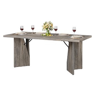 71 Inch Rectangular Dining Table for 6, Rustic Farmhouse Tall Kitchen Table with Large Tabletop, Long Wooden Dining Room Table with Heavy Duty Legs - 1 of 4