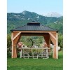 10x10 FT Gazebo with Double Galvanized Steel Roof, Heavy Duty Wood Frame Construction for Backyard Patio Garden, All Weather Protection Easy Assembly - 4 of 4