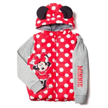Disney Minnie Mouse Girls Zip Up Vest 2fer Jacket Toddler to Little Kid