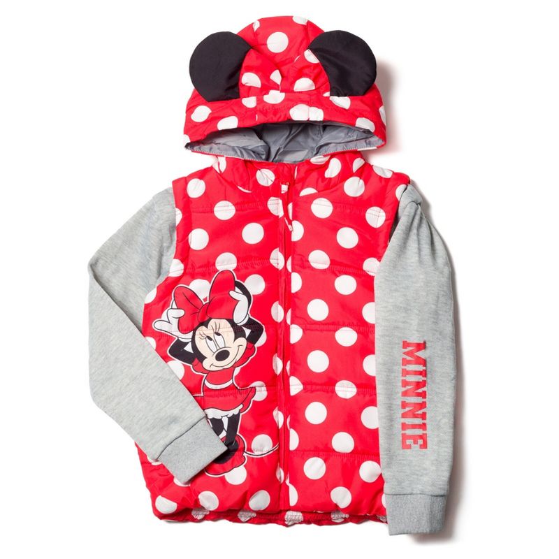 Disney Minnie Mouse Girls Zip Up Vest 2fer Jacket Toddler to Little Kid, 1 of 7
