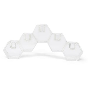 HomeRoots 5" Clear Crystal Geometric Tabletop Candelabra Candle Holder - 1 of 4
