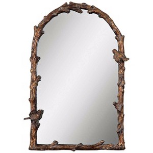 Uttermost Arched Top Vanity Accent Wall Mirror Rustic Antique Gold Gray Metal Frame 26" Wide for Bathroom Bedroom Living Room Home - 1 of 4