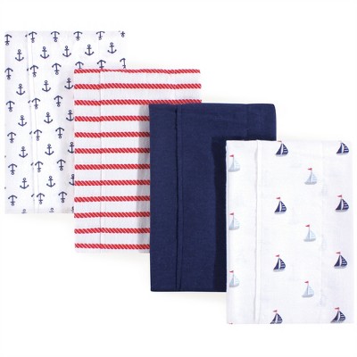 Luvable Friends Baby Boy Cotton Flannel Burp Cloths 4pk, Sailboat, One Size