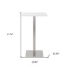 HomeRoots 24" White and Silver Metallic Square Steel Bar Table - 3 of 4