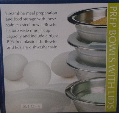 RSVP Stainless Steel Prep Bowls with Lids - Set of 4 - 20391749