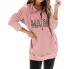 Nlife Women Merry Christmas Print Zipper Up Long Sleeve Kangaroo Pocket Sweatshirt Top MaMa S - 2 of 4