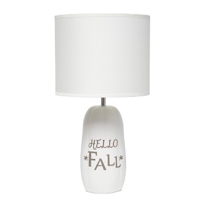 White Ceramic Pumpkin-Shaped Table Lamp with Fabric Shade