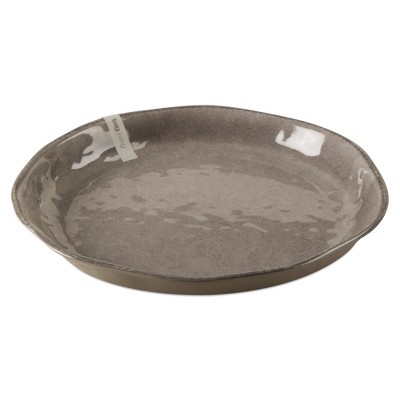 tagltd 16"x16" Veranda Cracked Glazed Solid Wavy Edge Melamine Dinnerware Salad Plate Dishwasher Safe Indoor Outdoor Grey