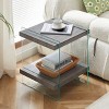 KTMBDW 17.72" Tempered Glass Small End Table, Mnimalist Square Side Table, Mid-Century Modern End Side Table for Living Room Bedroom Office - 2 of 4