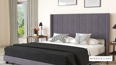 Emerald Velvet Queen Upholstered Platform Bed with Tufted Wingback Headboard