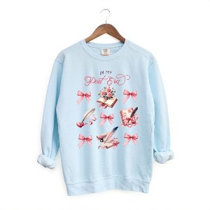 Simply Sage Market Women's Garment Dyed Graphic Sweatshirt Coquette Poet Era - 1 of 3
