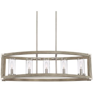 Possini Euro Design Kerr Wood Brushed Nickel Island Pendant Chandelier 32 3/4" Wide Modern Clear Glass Shade 5-Light Fixture for Dining Room Kitchen - 1 of 4