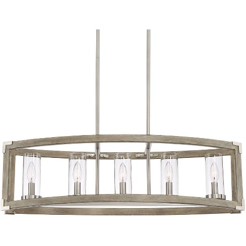 Possini Euro Design Wood Brushed Nickel Linear Pendant Chandelier 32 3 4 Wide Modern 5 Light Fixture Kitchen Island Dining Room Target