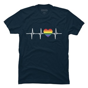 Adult Design By Humans Heartbeat Rainbow Heart Pride By KangThien T-Shirt - 1 of 2