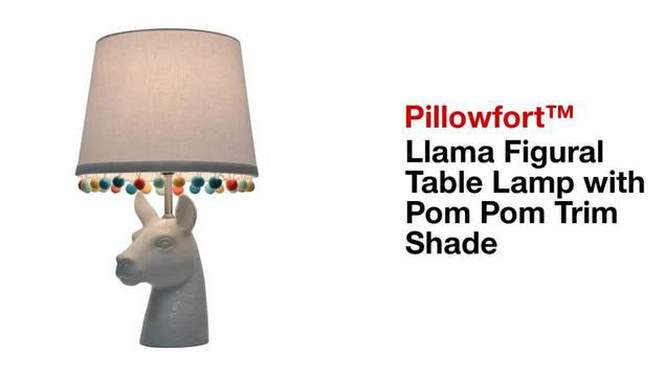 Llama Figural Table Lamp with Pom Pom Trim Shade (Includes LED Light Bulb) - Pillowfort&#8482;, 2 of 10, play video