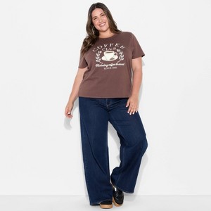 Women's Coffee Club Easy Short Sleeve Graphic T-Shirt - Brown - 1 of 3