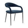 Armen Living Set of 2 Morgan Upholstered with Iron and Fabric Dining Chairs Matte Black/Blue - image 3 of 4