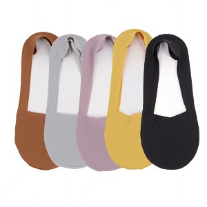 Anna-Kaci 5 Pairs Women Ice Silk Low Cut Liner Socks Deep Cut Design Anti-Slip Cotton Sole Breathable Invisible Socks for Flats - 1 of 4