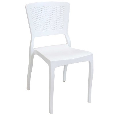 Sunnydaze Faux Wicker Design Plastic All-Weather Commercial-Grade Hewitt Indoor/Outdoor Patio Dining Chair, White