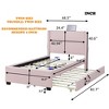 Infurnic Beds, Twin Over Pull-Out Bunk Bed with Trundle and Headboard, Extendable Bunk Beds for Small Space Bedroom, Pink, 82.7"*44.5"*40.6" - 4 of 4