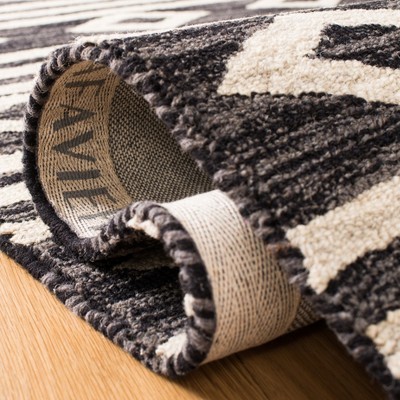 Ivory and Charcoal Hand-Tufted Wool 5' x 5' Square Rug