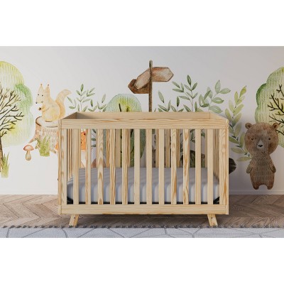 Natural Wood 3-in-1 Convertible Crib with Adjustable Mattress Base