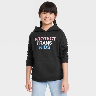 Pride PH by The PHLUID Project Kids' 'Protect Trans Kids' Hooded Pullover Sweatshirt - Black