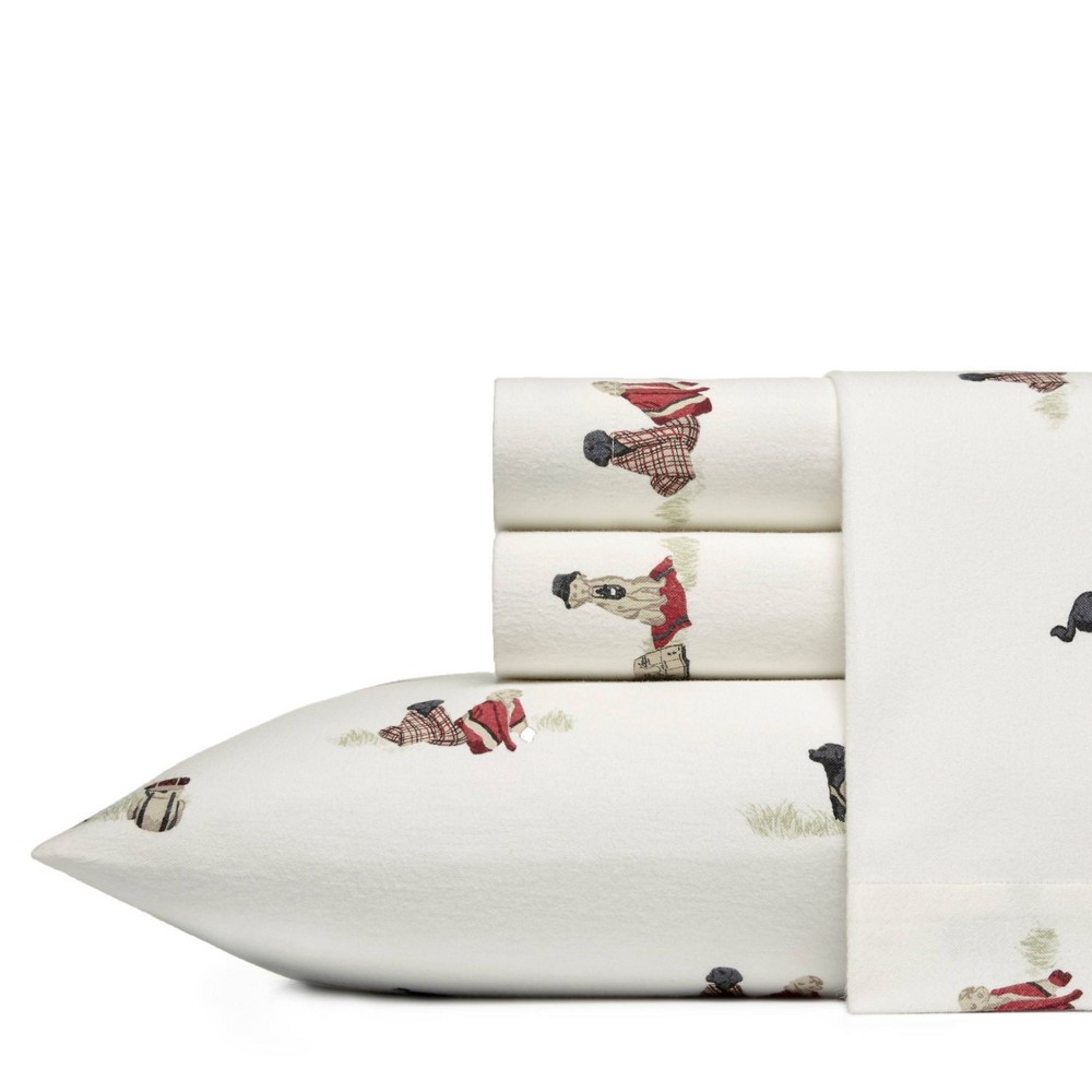 Photos - Bed Linen Eddie Bauer Twin Patterned Flannel Sheet Set Retriever  