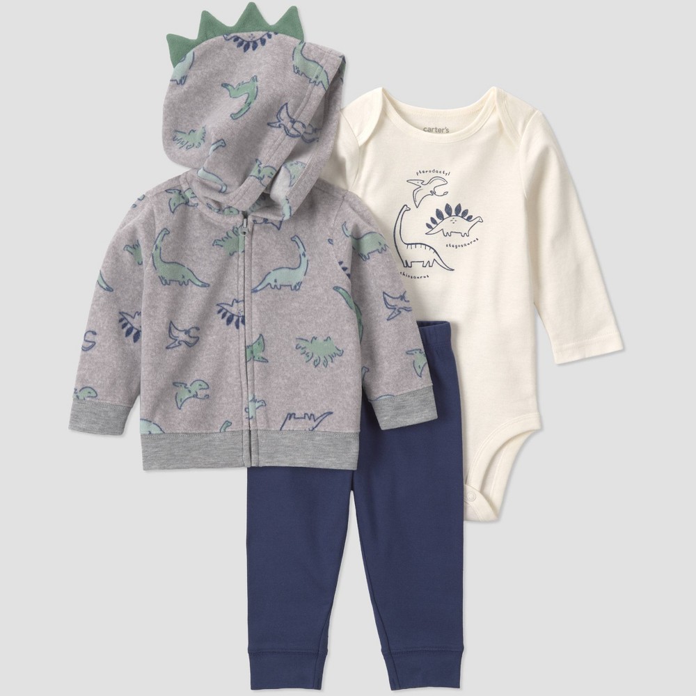 Carter's Just One You® Baby Boys' 3pc Long Sleeve Bodysuit, Pants and Hoodie Set - Gray Newborn