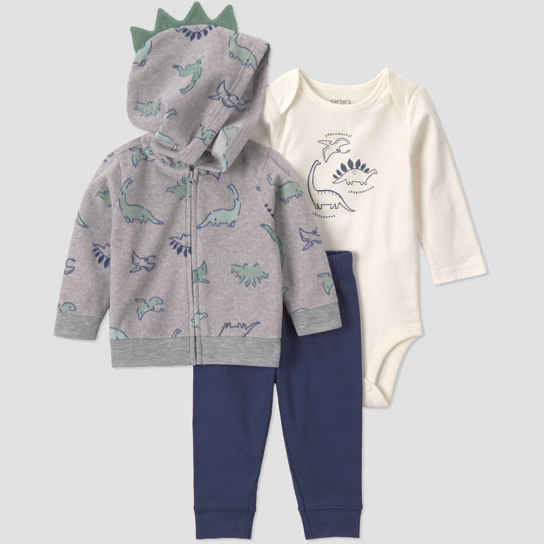 Carter's Just One You® Baby Boys' 3pc Long Sleeve Bodysuit, Pants and Hoodie Set - Gray 3M