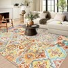 Washable Floral Medallion Print Low Pile Non-Slip Area Rugs Boho Vintage Large Accent Rug Floor Carpet - 2 of 4