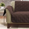 Microfiber Loveseat Furniture Cover Chocolate - Sure Fit: Polyester Slipcover, Machine Washable, Indoor Use - 2 of 4