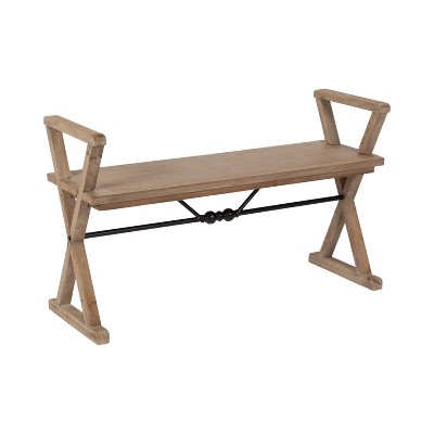 Kate and Laurel Travere Rectangle Wood Bench, 43x15x26, Rustic Brown