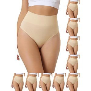 INSPIRE CHIC Women's High-Waisted Invisible Stretchy Comfortable Thongs 10 Packs - 1 of 4