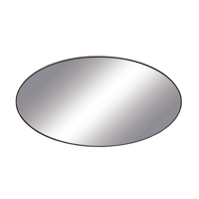 Contemporary Wood Oval Decorative Wall Mirror Black - Olivia & May