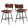 HDZNVF Set of 2 Retro Swivel Counter Stools, Brown PU - 2 of 4