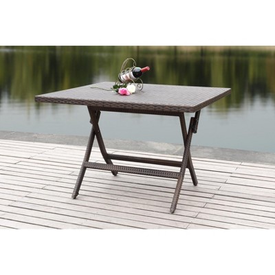 Samana 42" Brown Rattan Square Folding Patio Dining Table