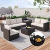 Garvee 8 Pieces Outdoor Patio Furniture Set with Storage, 4 Inch Cushions Outdoor Wicker Rattan Patio Furniture Sectional Set with Glass Table, Brown - 3 of 4