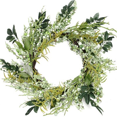 Northlight 12" Unlit Green Multifarious Leaves Artificial Christmas Wreath