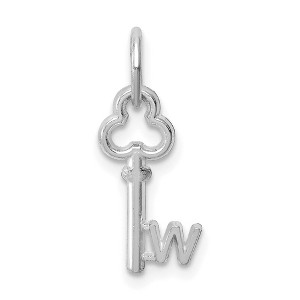 Black Bow Jewelry 14k White Gold, Hannah Collection, Mini Initial W Shamrock Key Charm - 1 of 4