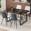 5-Piece Dining Set with Marble Pattern Table and 4 PU Armless Chairs - 4 of 4