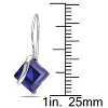 EVERLY JEWELRY |  10k White Gold 4 1/8 CT TGW Created Blue Sapphire Euro Back Earrings - 2 of 4