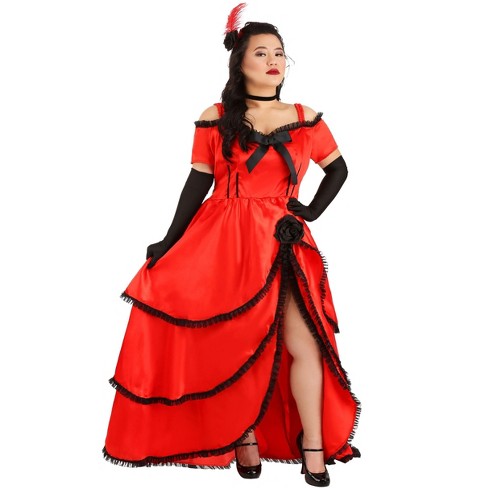 Plus Size Red and Black Burlesque Showgirl Womens Costume