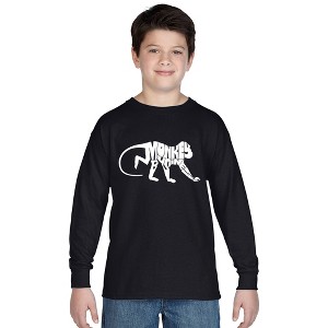 LA Pop Art Boy's Word Art Long Sleeve - Monkey Business - 1 of 4