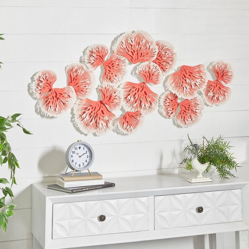 Contemporary Metal Coral Wall Decor Orange - Olivia & May : Target