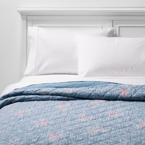 King Lily Rose Chambray Quilt Blue Simply Shabby Chic Target